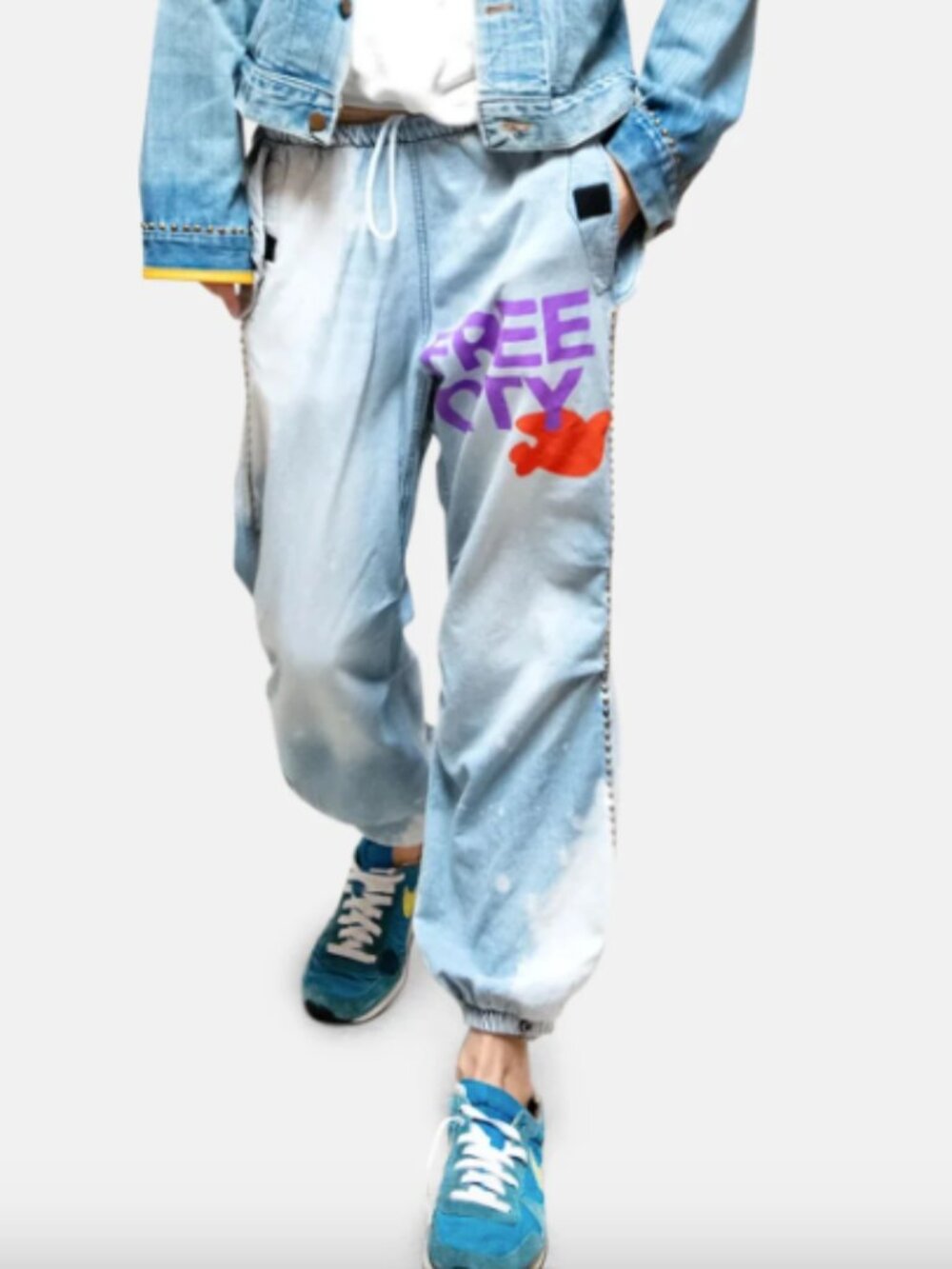 Free City Superfade Japanese Indigo Flap/Snap Stud Joggers Cloud Canyonkid XS